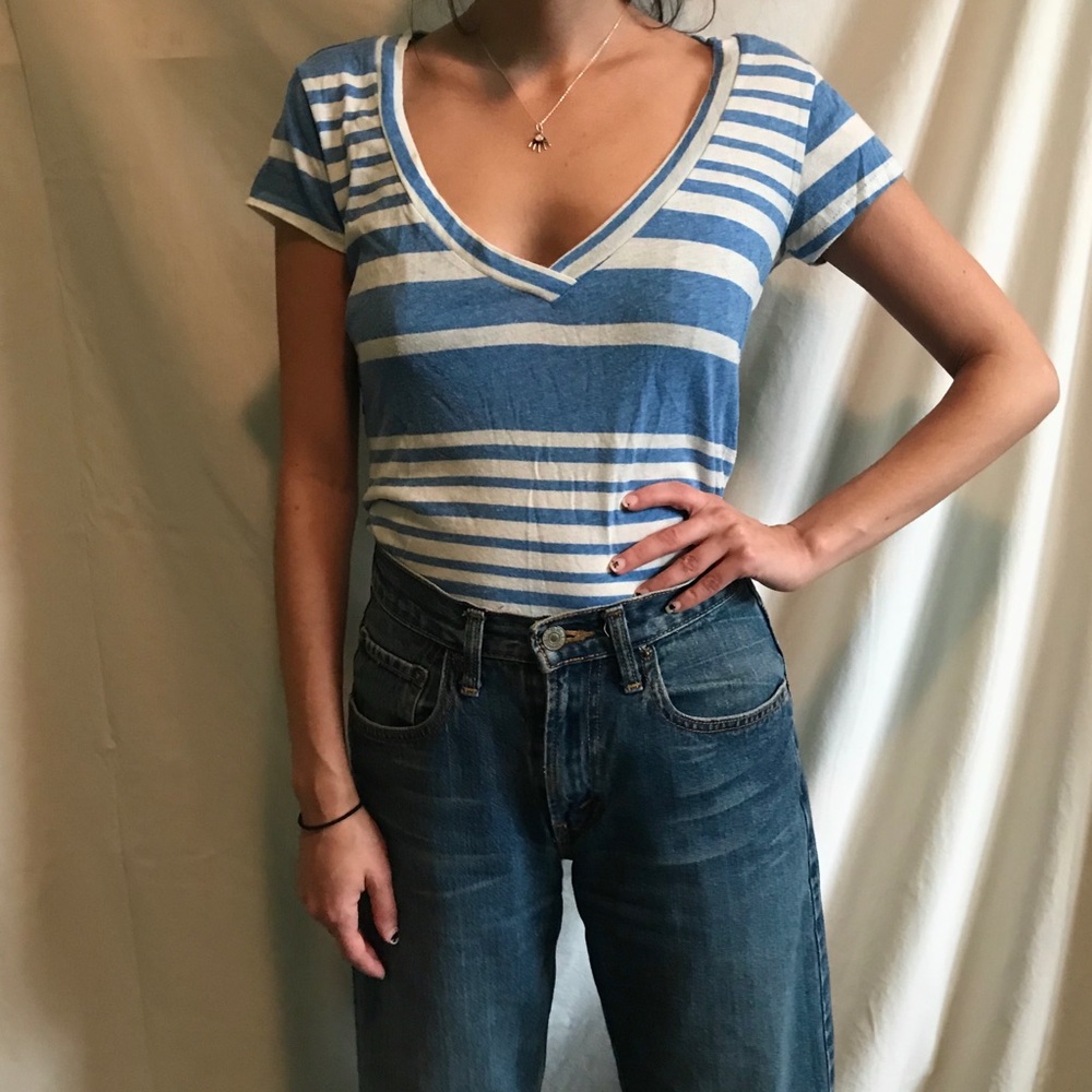 Striped V-Neck Tee